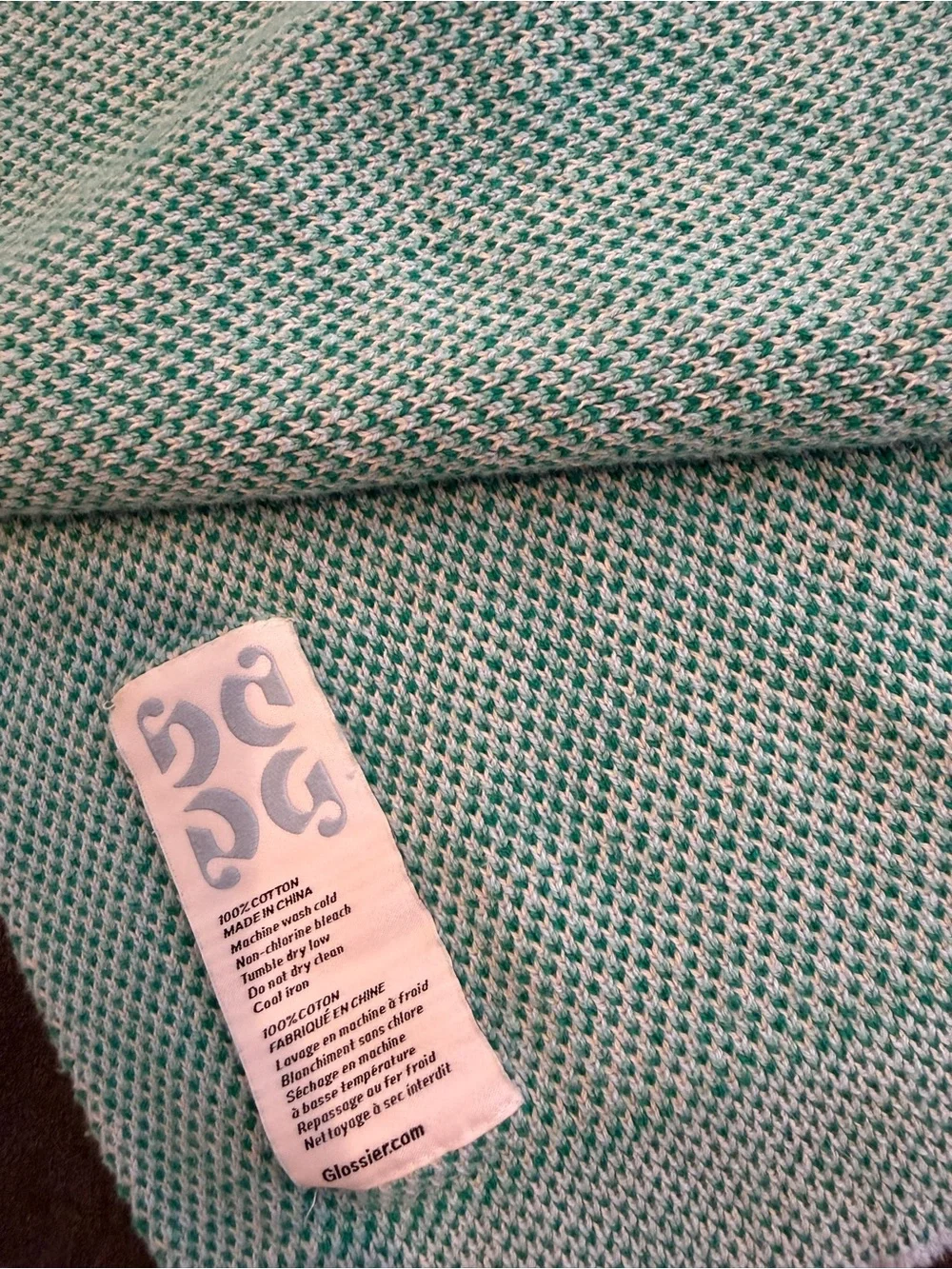 Glossier Field Greens 100% Cotton Knit Throw Blanket